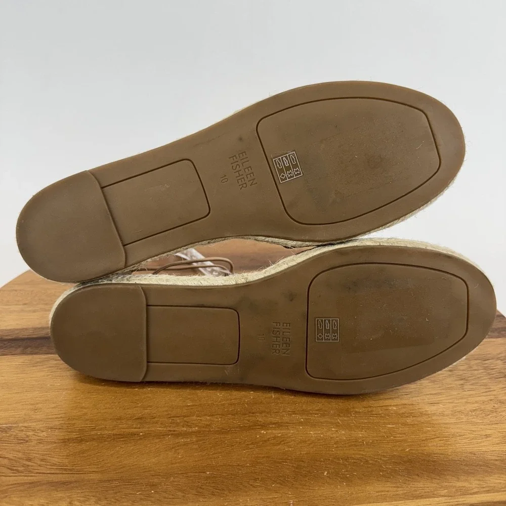 Womens Eileen Fisher Lace Leather Pink Espadrille Flat Sandals Size‎ 10 M GUC